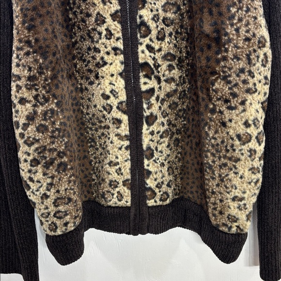 Draper's & Damon's Vintage Leopard Faux Fur Petite Full Zip Cozy Cardigan PXL - Picture 5 of 7